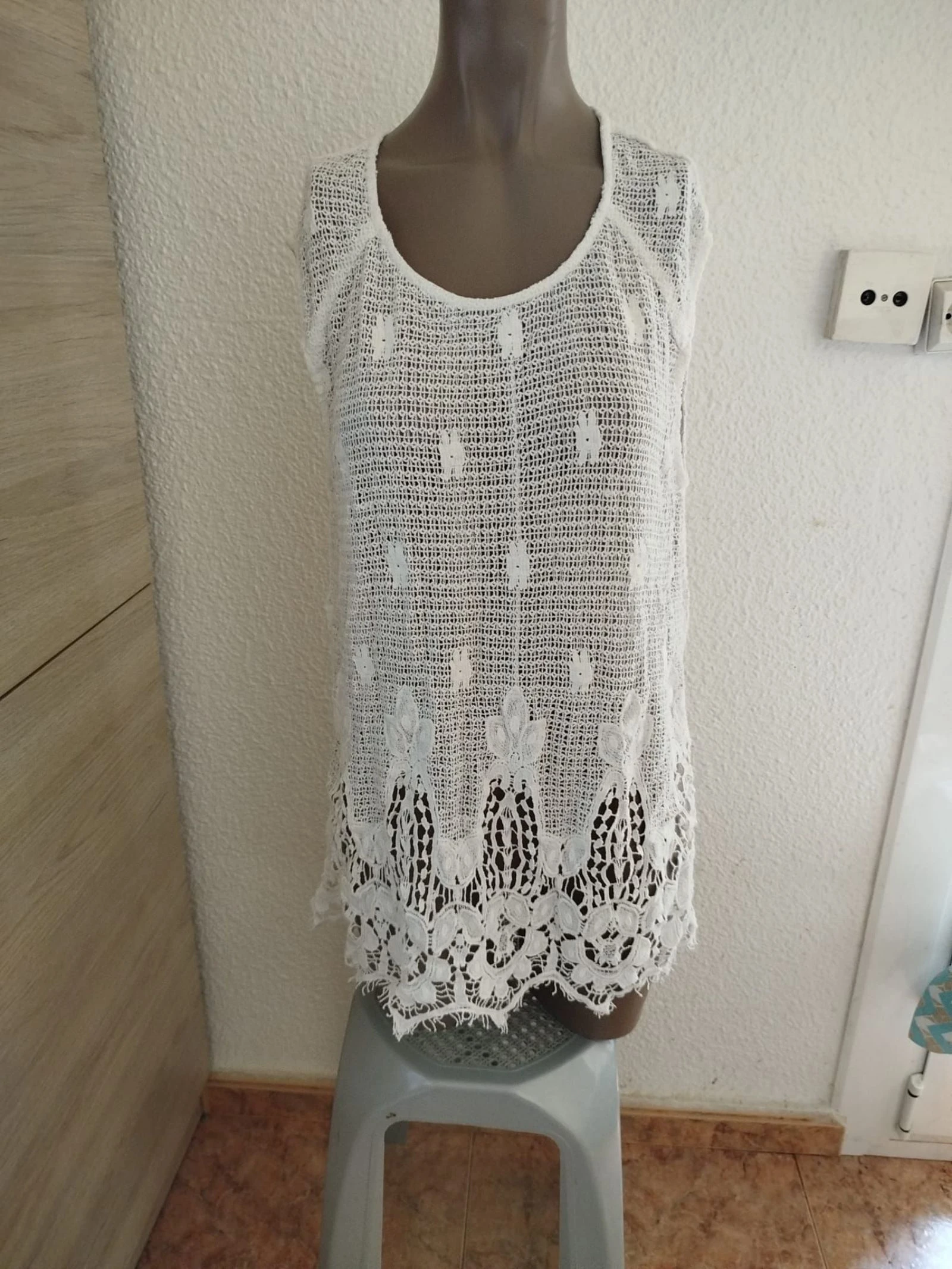 Caftan crochet blanco talla única 